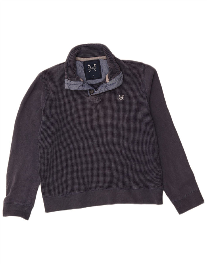 Crew Clothing Felpa da uomo con collo abbottonato Maglione medio in cotone blu navy