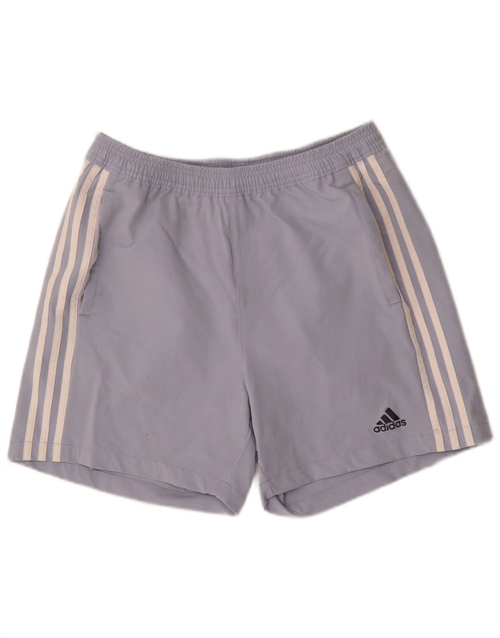 Pantaloncini sportivi da uomo Adidas in nylon blu medio