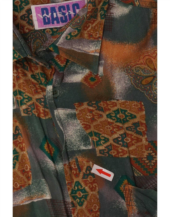 Camicia basic da uomo a maniche corte XL verde geometrica in viscosa