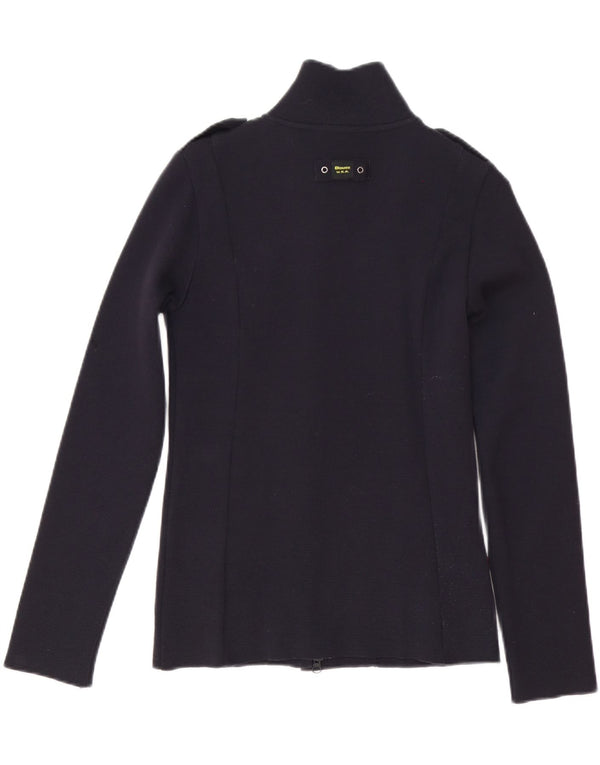 Maglione cardigan da donna Blauer UK 10 piccolo in lana blu navy
