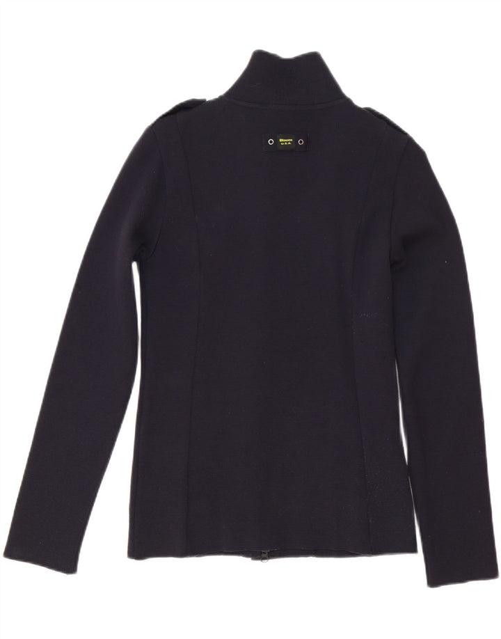 Maglione cardigan da donna Blauer UK 10 piccolo in lana blu navy