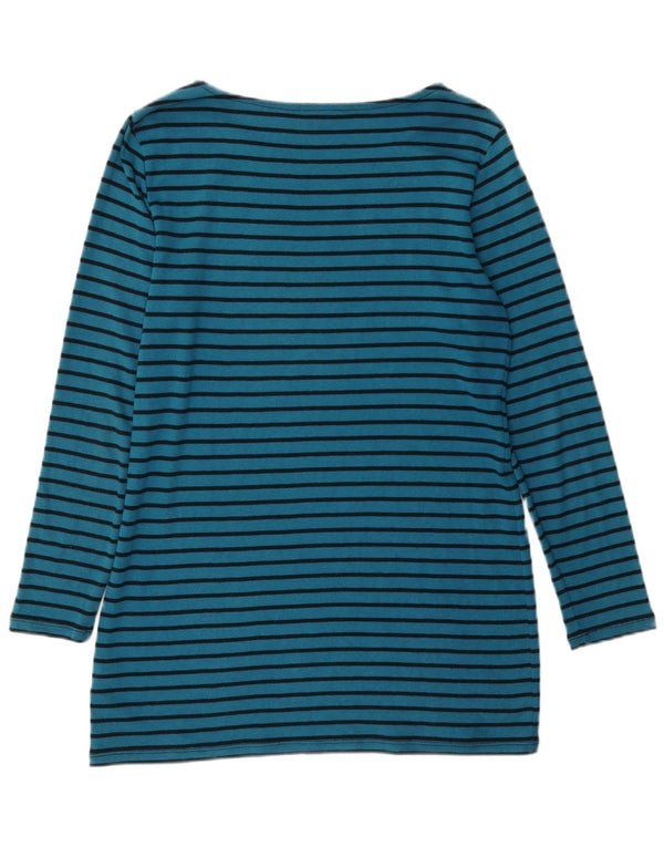 Marks & Spencer Top da donna a maniche lunghe UK 12 Cotone a righe blu medio