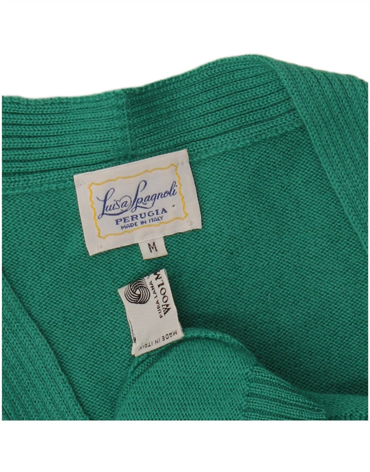 LUISA SPAGNOLI Maglione cardigan da donna UK 14 Lana verde medio