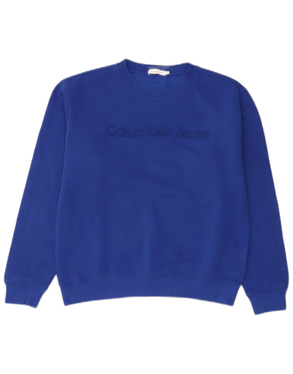 Felpa grafica da ragazzo Calvin Klein Jeans 15-16 anni in cotone blu