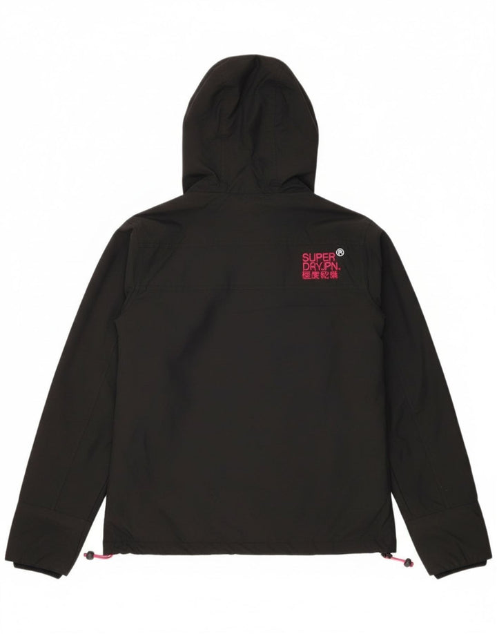 Giacca antipioggia da donna con cappuccio Superdry Windcheater UK 10 Small nylon nero