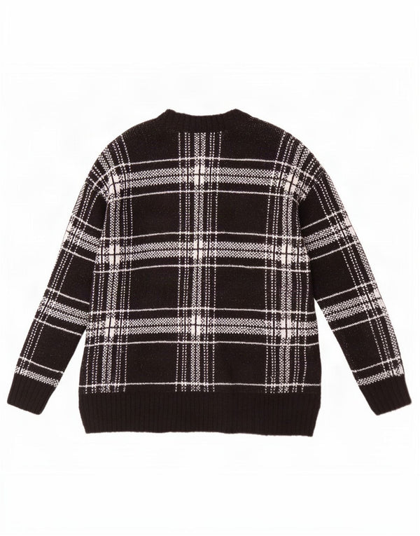 Maglione maglione con scollo a barca da donna Marks & Spencer UK 14 medio nero a quadri