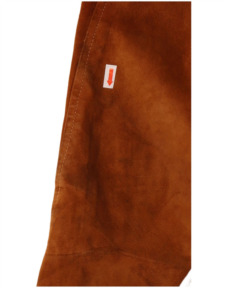 ESSEBI Giubbotto bomber in pelle scamosciata da uomo UK 40 Large in pelle marrone