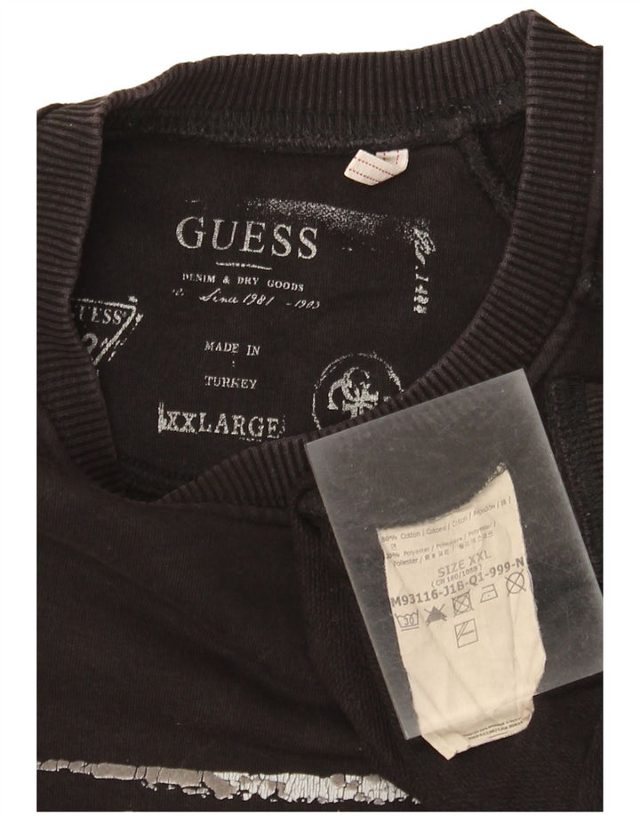 Felpa grafica da uomo Guess 2XL cotone nero