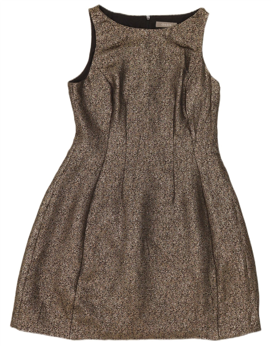 Abito a trapezio senza maniche da donna Oasis UK 12 Poliestere oro medio