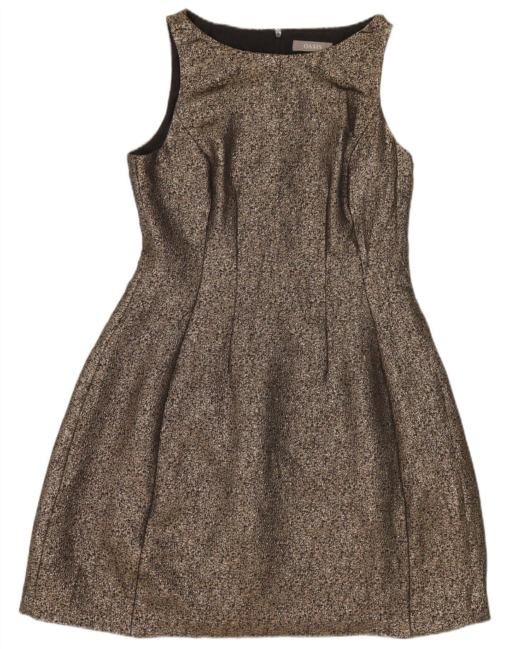 Abito a trapezio senza maniche da donna Oasis UK 12 Poliestere oro medio