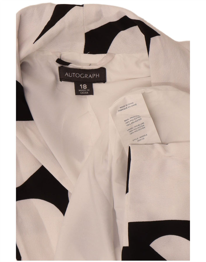 Giacca blazer autografa da donna Marks & Spencer UK 18 XL bianca geometrica