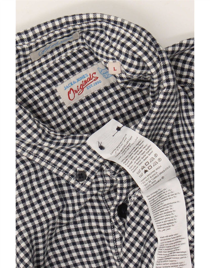 Jack & Jones Camicia da uomo grande in cotone a quadretti blu navy