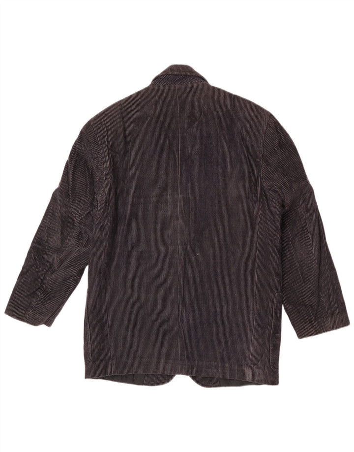 Giacca blazer da donna in velluto a coste a 2 bottoni Ferre IT 44 cotone blu navy medio