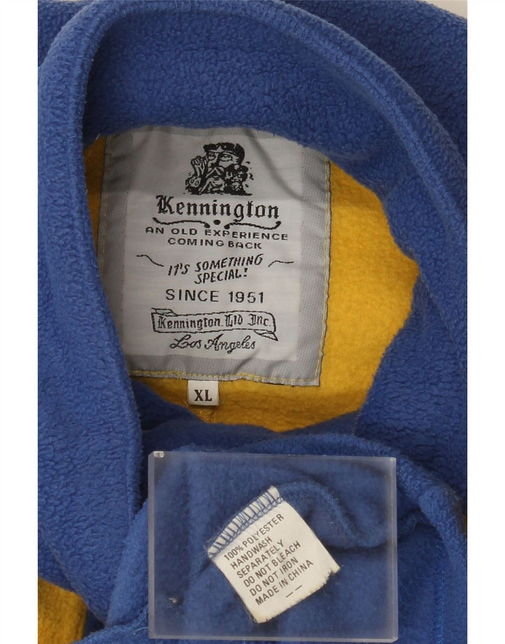 KENNINGTON Maglione in pile da uomo con zip e collo XL blu in poliestere color block