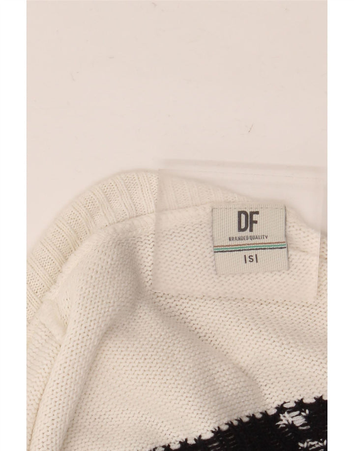 Maglione maglione vintage da uomo con collo alto piccolo Fair Isle nero