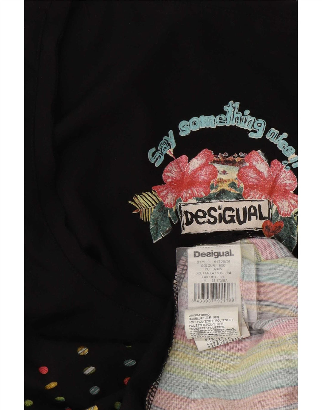 Desigual Gilet grafico da donna Top UK 12 Poliestere geometrico nero medio