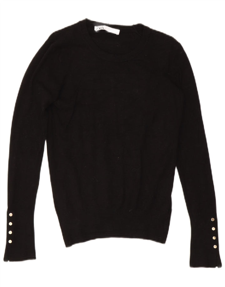 Maglione maglione girocollo da donna Zara UK 12 viscosa nera media