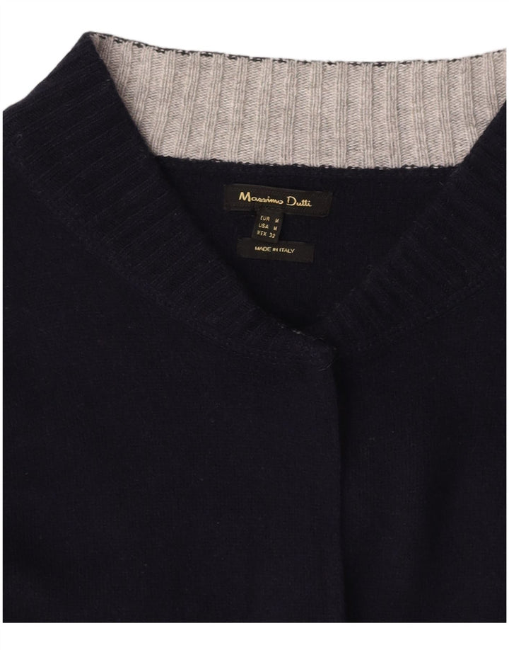 MASSIMO DUTTI Maglione cardigan aperto da donna UK 14 Medio Blu Navy