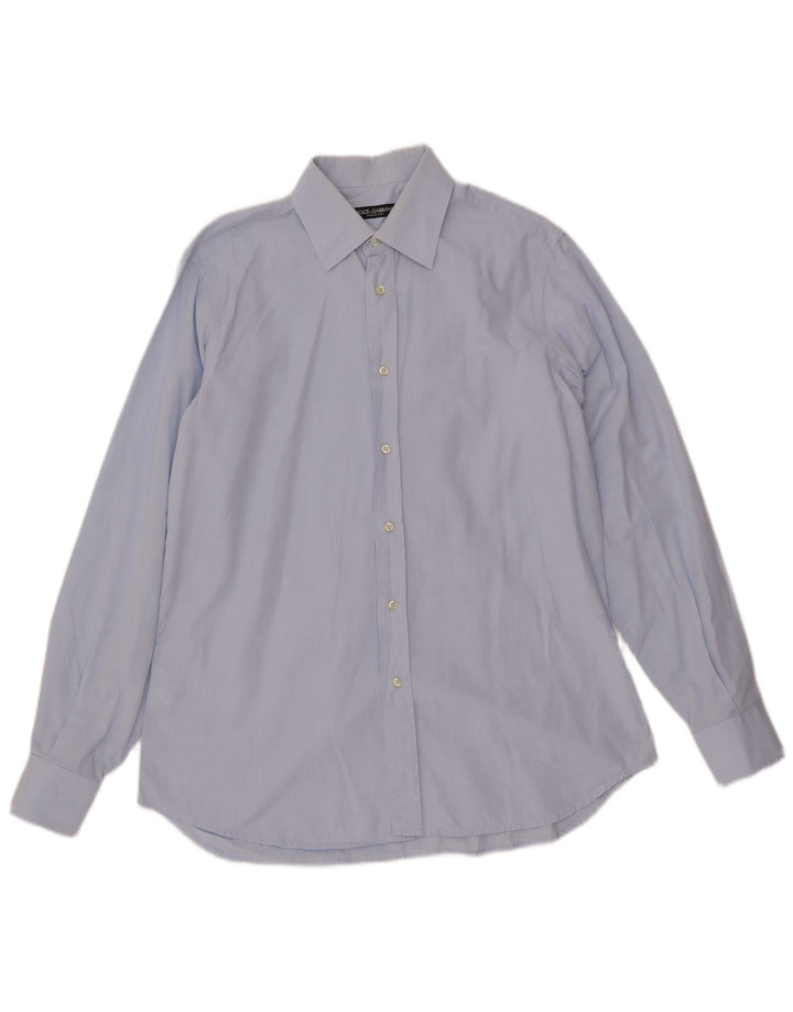 DOLCE & GABBANA Camicia da uomo Taglia 16 41 Large Blu Cotone