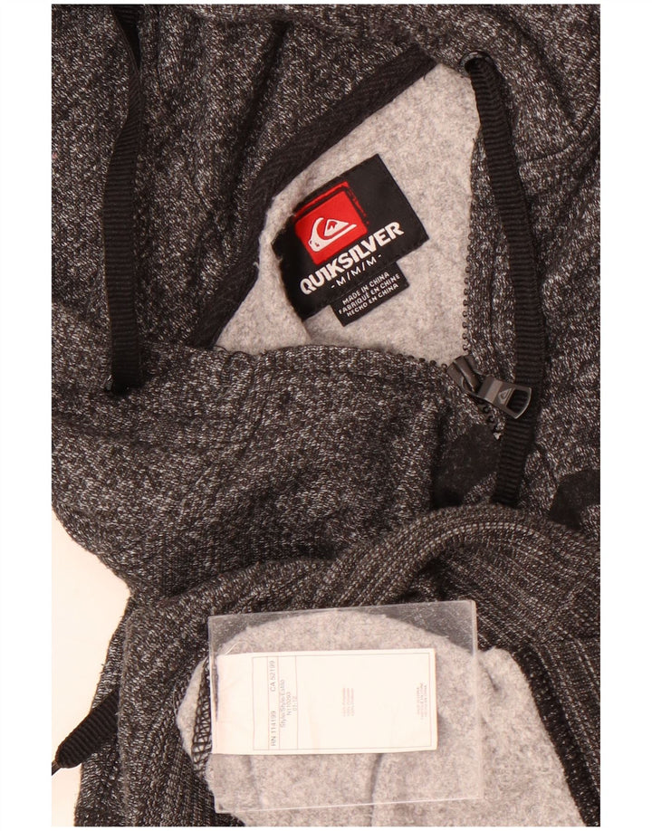 Maglione con cappuccio e zip grafica da uomo Quiksilver in poliestere grigio medio