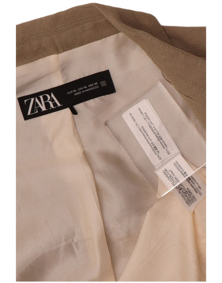 Giacca blazer aperta da donna Zara UK 18 XL Lino beige