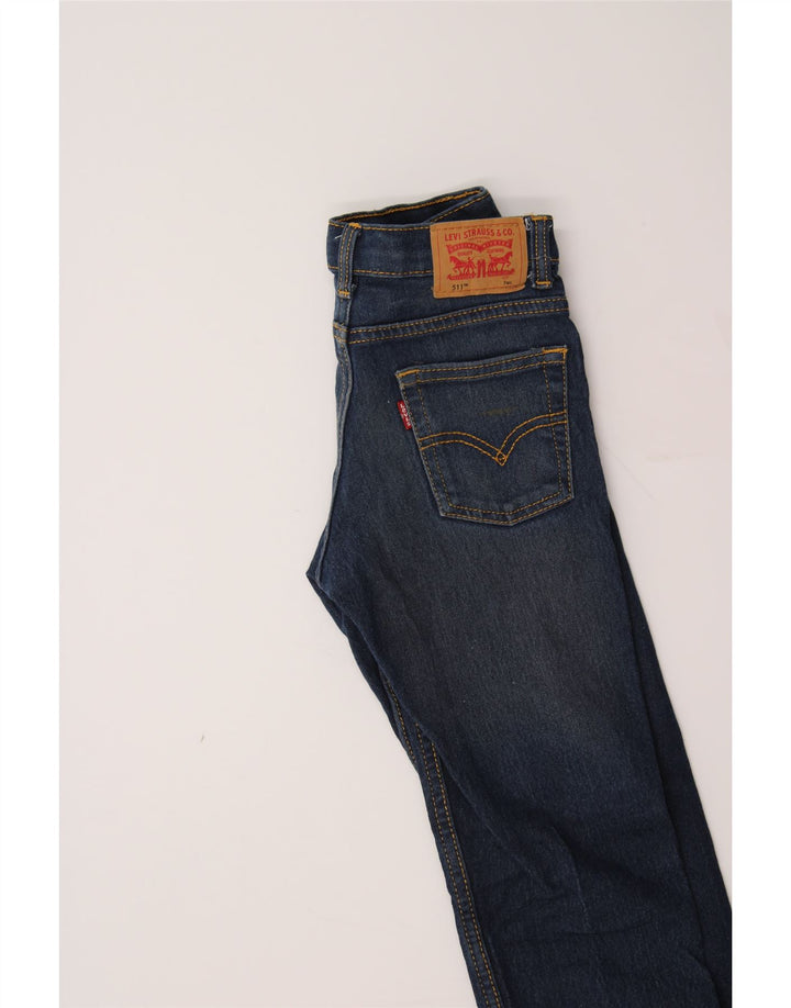 LEVI'S Boys 511 Slim Jeans 6-7 Years W22 L21 Navy Blue Cotton Vintage Levi's and Second-Hand Levi's from Messina Hembry 