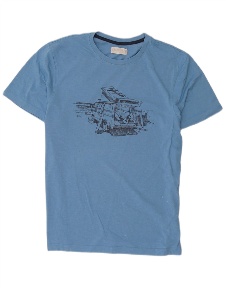 T-shirt grafica da uomo Saltrock Top grande in cotone blu