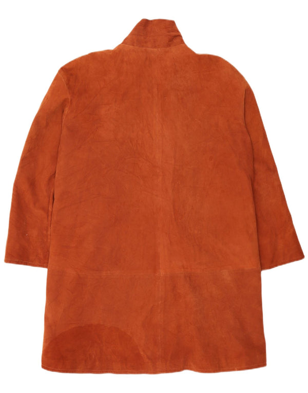 Soprabito vintage da donna oversize in pelle scamosciata IT 42 in pelle marrone medio