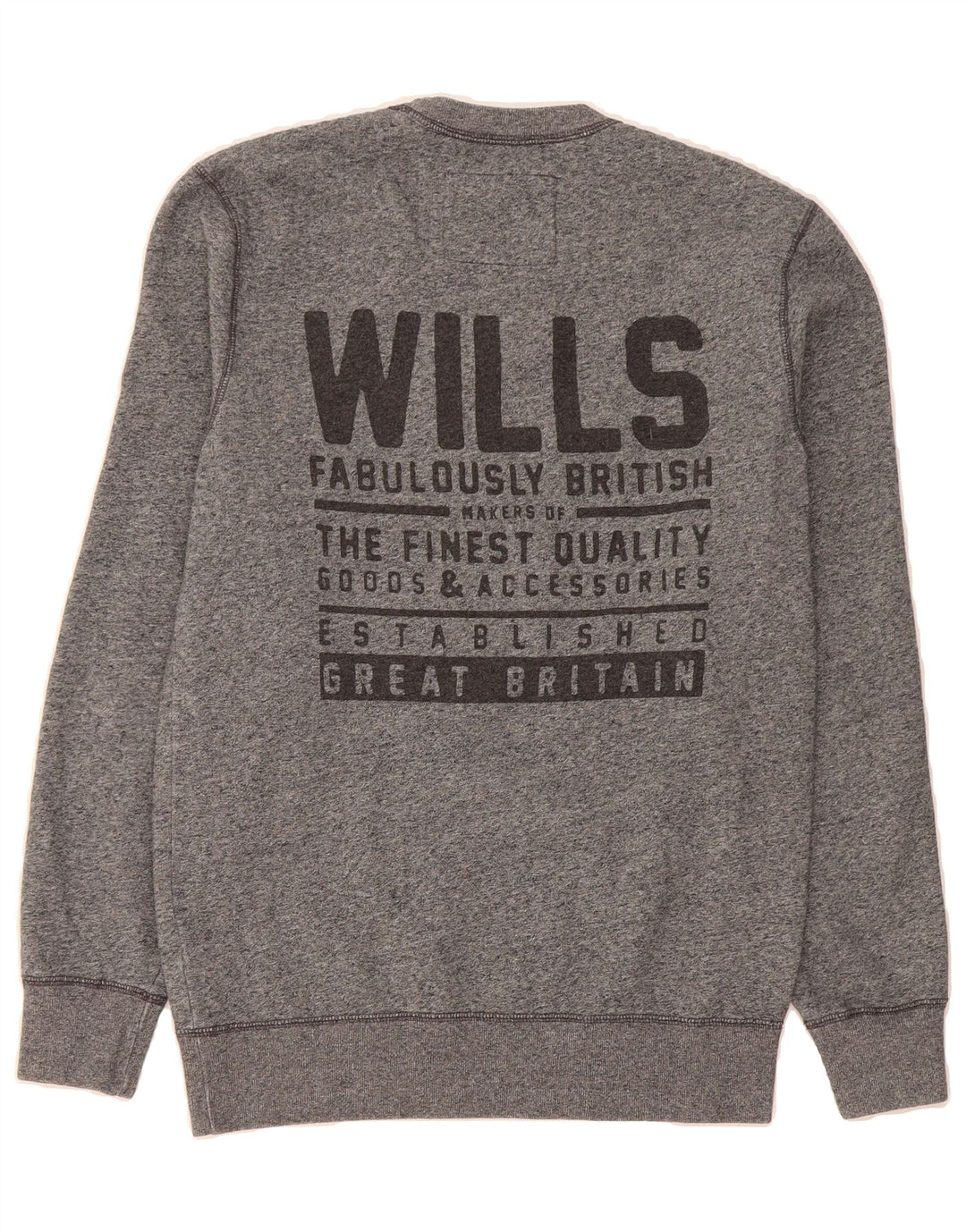 JACK WILLS Mens Graphic Sweatshirt Jumper Small Grey Cotton Vintage Jack Wills and Second-Hand Jack Wills from Messina Hembry 