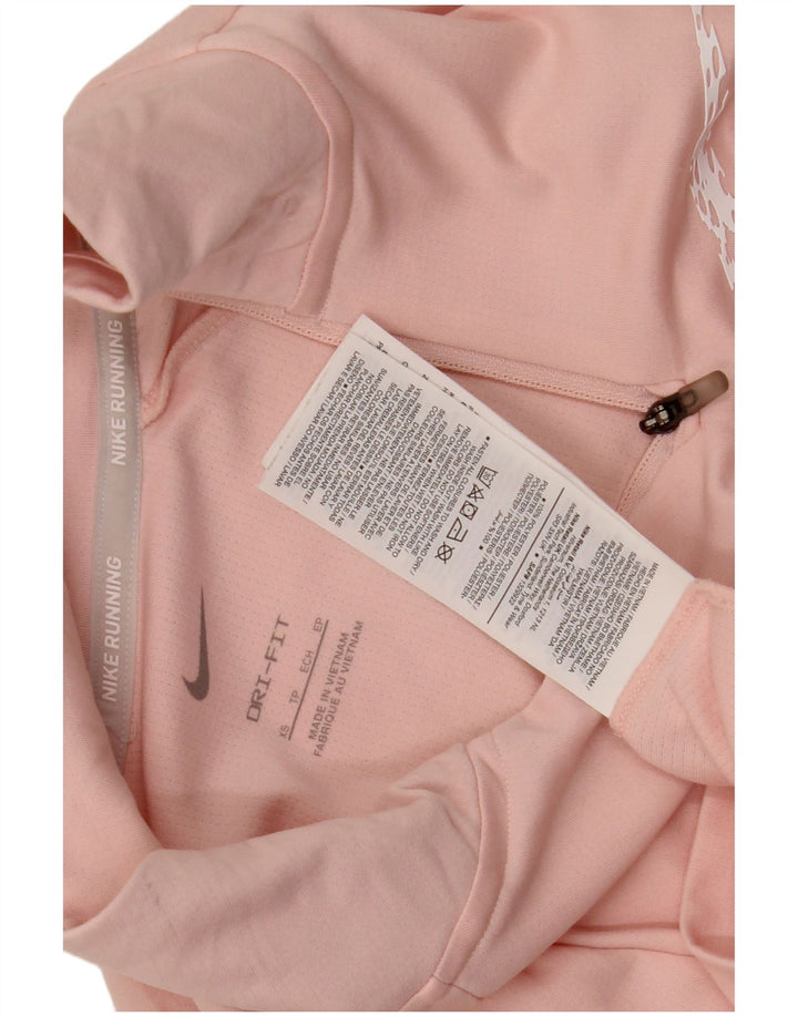 Top da tuta pullover con zip grafica oversize da donna Nike UK 6 XS Rosa