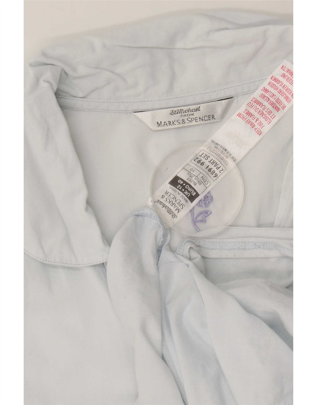 Camicia a maniche corte da donna Marks & Spencer UK 12 Cotone floreale blu medio