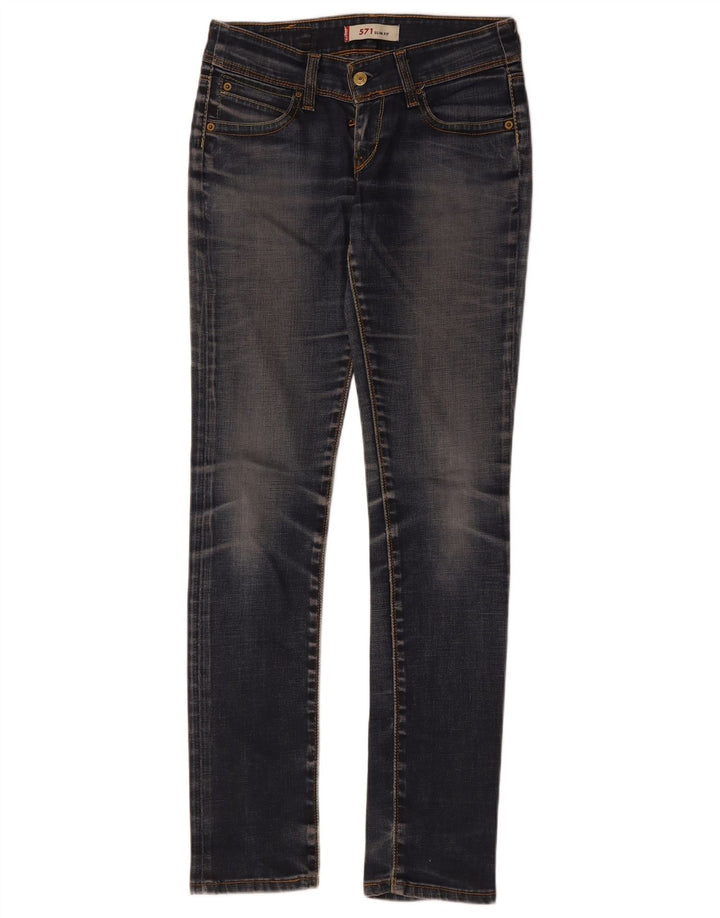 Levi's Donna 571 Jeans Super Low Slim W28 L34 Cotone Blu