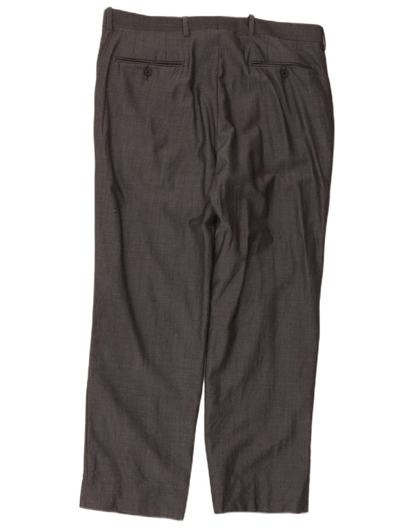 Pantaloni da abito dritti autografi da uomo Marks & Spencer W34 L29 lana grigia