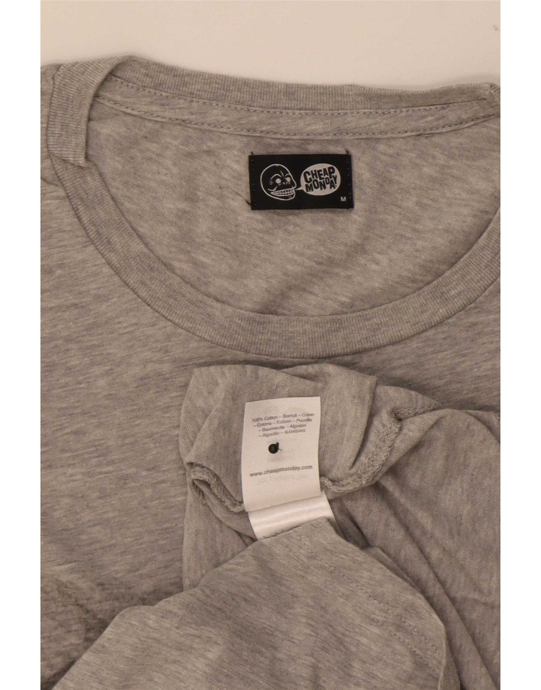 T-shirt grafica da uomo Cheap Monday Top in cotone grigio medio