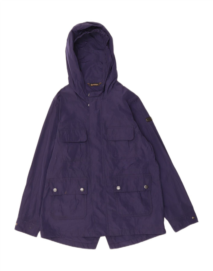 BARBOUR Boys Hooded Rain Jacket 12-13 Years Large  Navy Blue Polyester Vintage Barbour and Second-Hand Barbour from Messina Hembry 