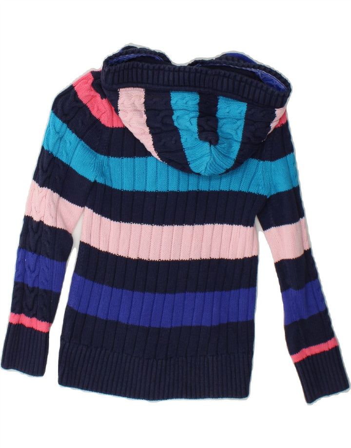 TOMMY HILFIGER Girls Hooded Jumper 8-9 Years Medium Multicoloured Striped Vintage Tommy Hilfiger and Second-Hand Tommy Hilfiger from Messina Hembry 