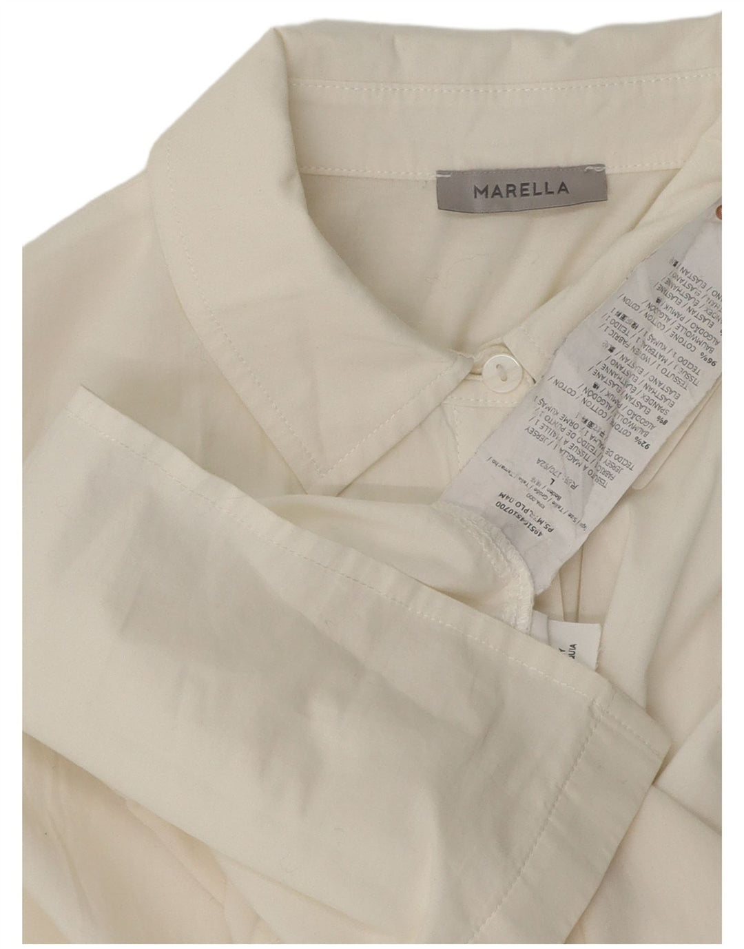 Camicetta a camicia lunga da donna Marella UK 16 grande cotone bianco sporco