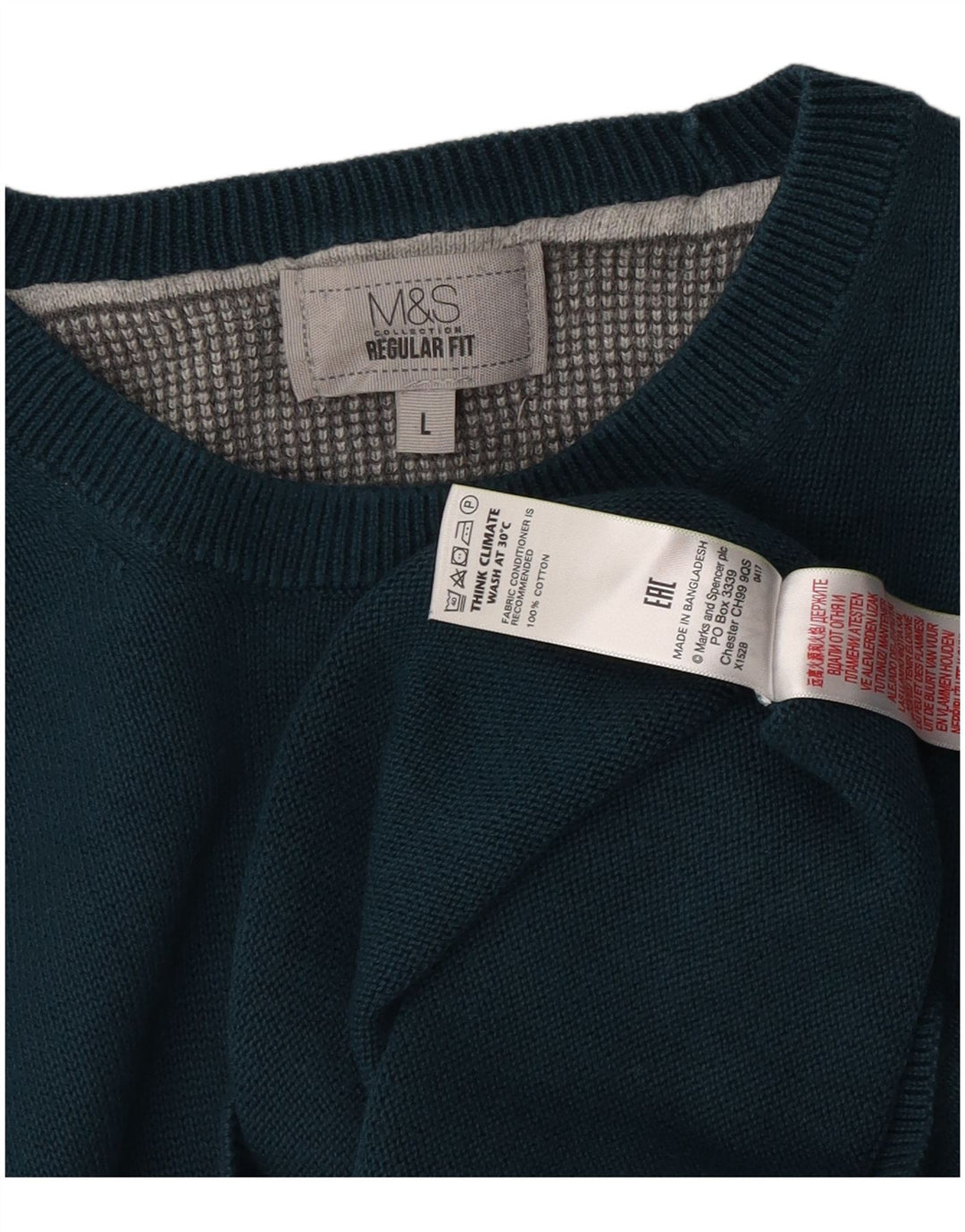 Maglione maglione girocollo da uomo Marks & Spencer vestibilità regolare grande cotone blu