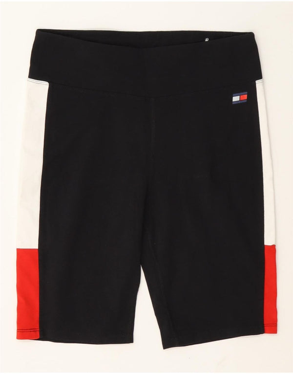 Pantaloncini sportivi da donna Tommy Hilfiger UK 12 cotone color block medio nero