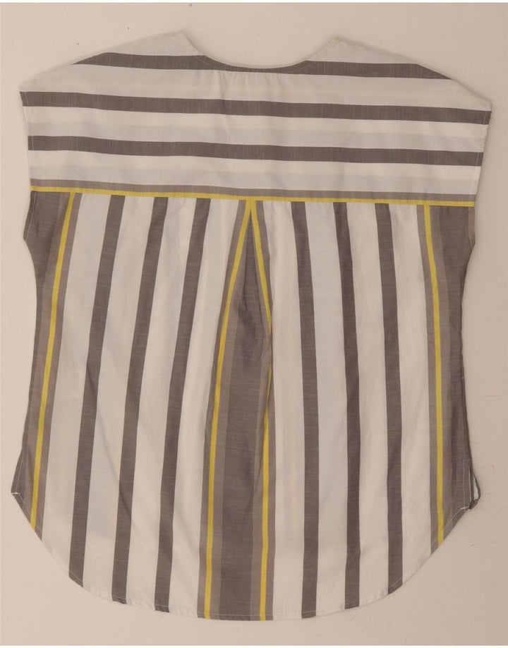VINTAGE Womens Sleeveless Blouse Top UK 16 Large Grey Striped Polyester Vintage Vintage and Second-Hand Vintage from Messina Hembry 