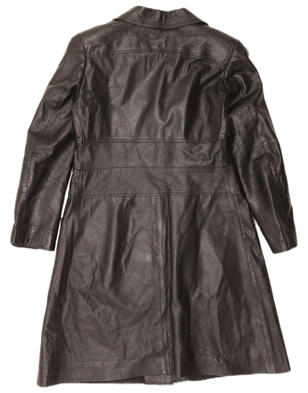 Cappotto in pelle da donna VINTAGE UK 14 medio nero