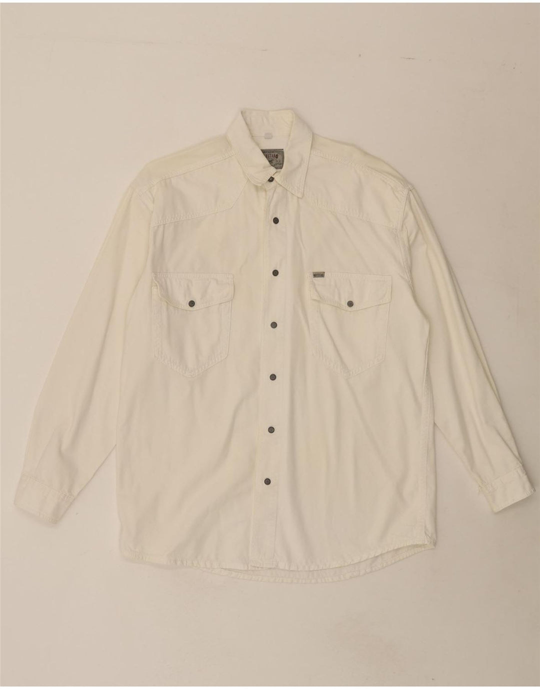 MUSTANG Mens Shirt Small White Vintage Mustang and Second-Hand Mustang from Messina Hembry 