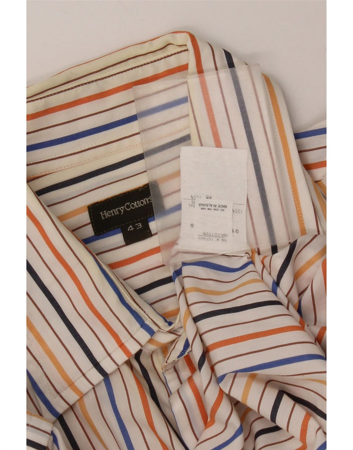 Camicia da uomo Henry Cottons taglia 43 grande cotone a righe multicolori
