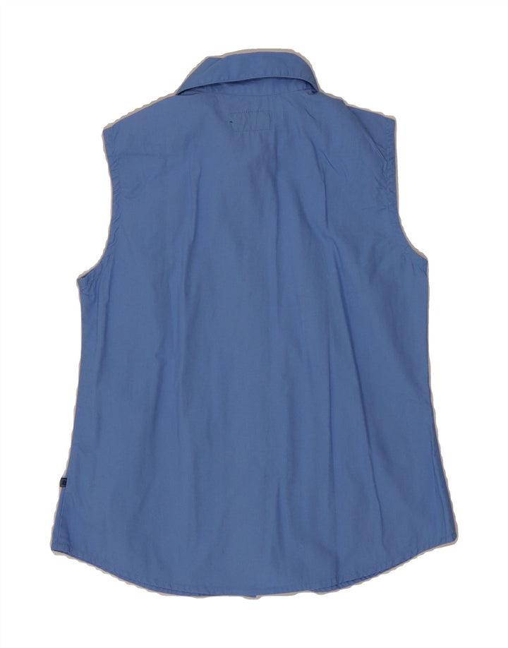 INVICTA Womens Sleeveless Shirt UK 10 Small Blue Cotton Vintage Invicta and Second-Hand Invicta from Messina Hembry 