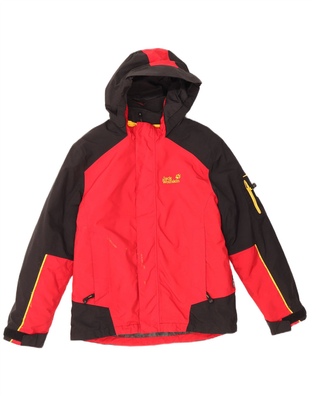 JACK WOLFSKIN Giacca antipioggia con cappuccio grafica per ragazzi 11-12 anni Rosso Colourblock