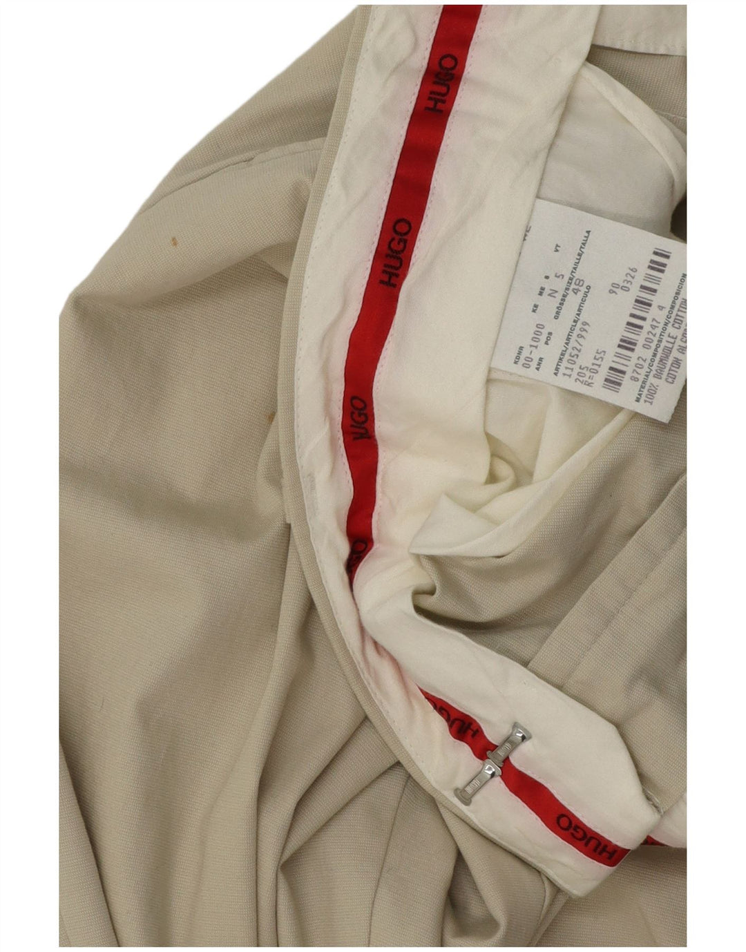 Pantaloni chino dritti da uomo Hugo Boss IT 48 medio W32 L34 cotone beige
