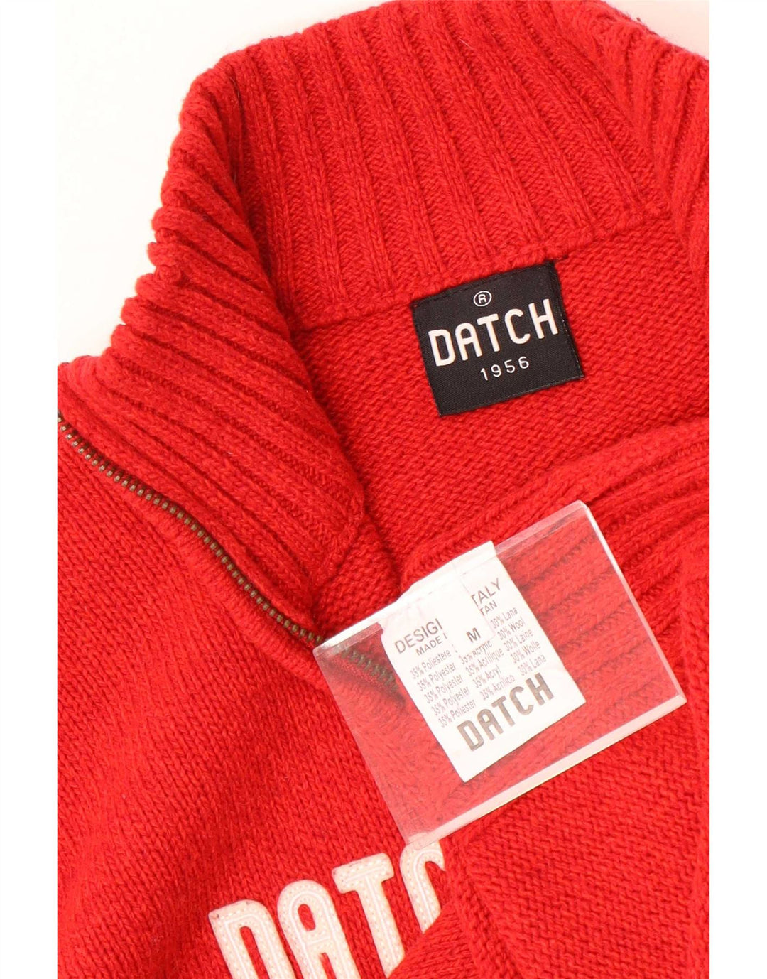 Maglione cardigan grafico da donna Datch UK 14 Poliestere rosso medio