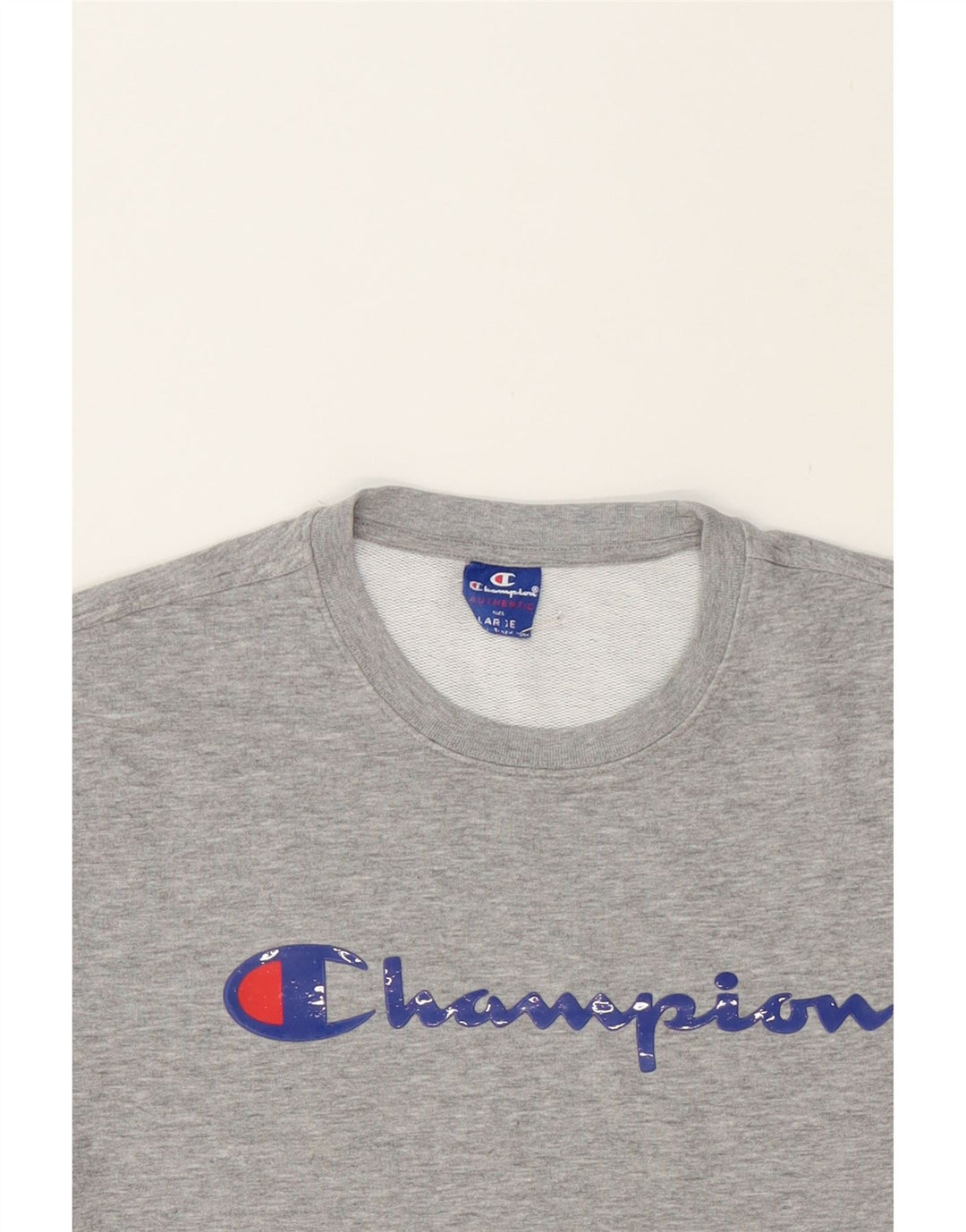 CHAMPION Mens Graphic Sweatshirt Jumper Large Grey Cotton Vintage Champion and Second-Hand Champion from Messina Hembry 