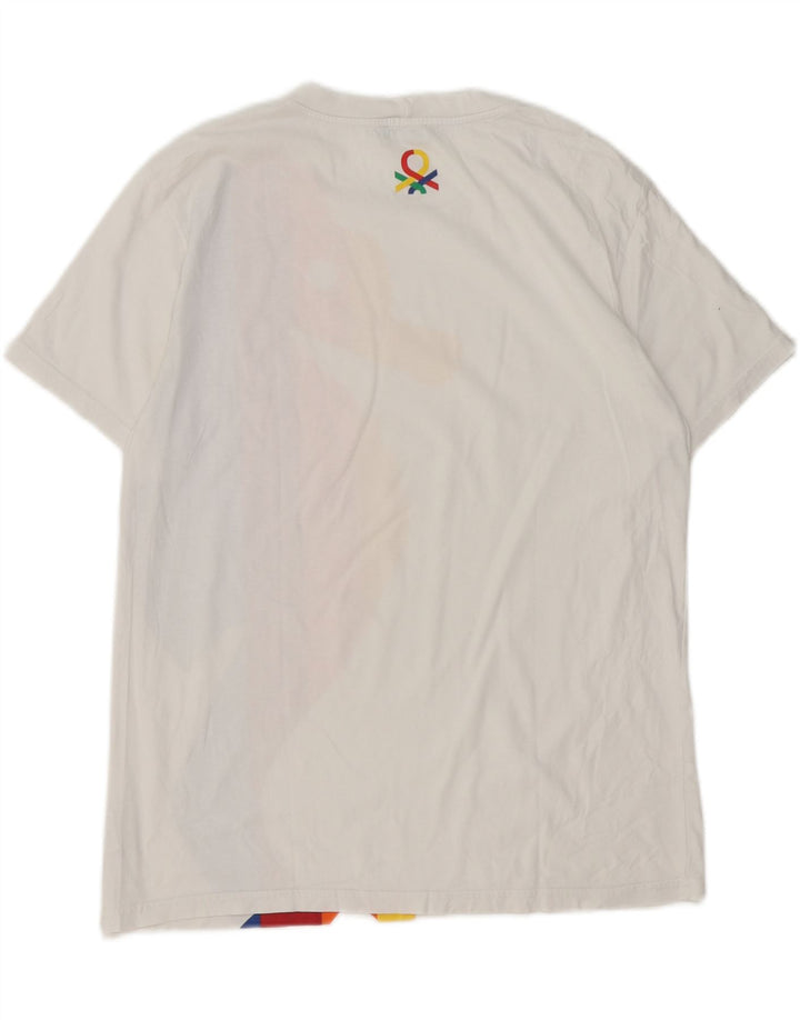 T-shirt grafica da bambino Benetton Top 15-16 anni cotone bianco medio