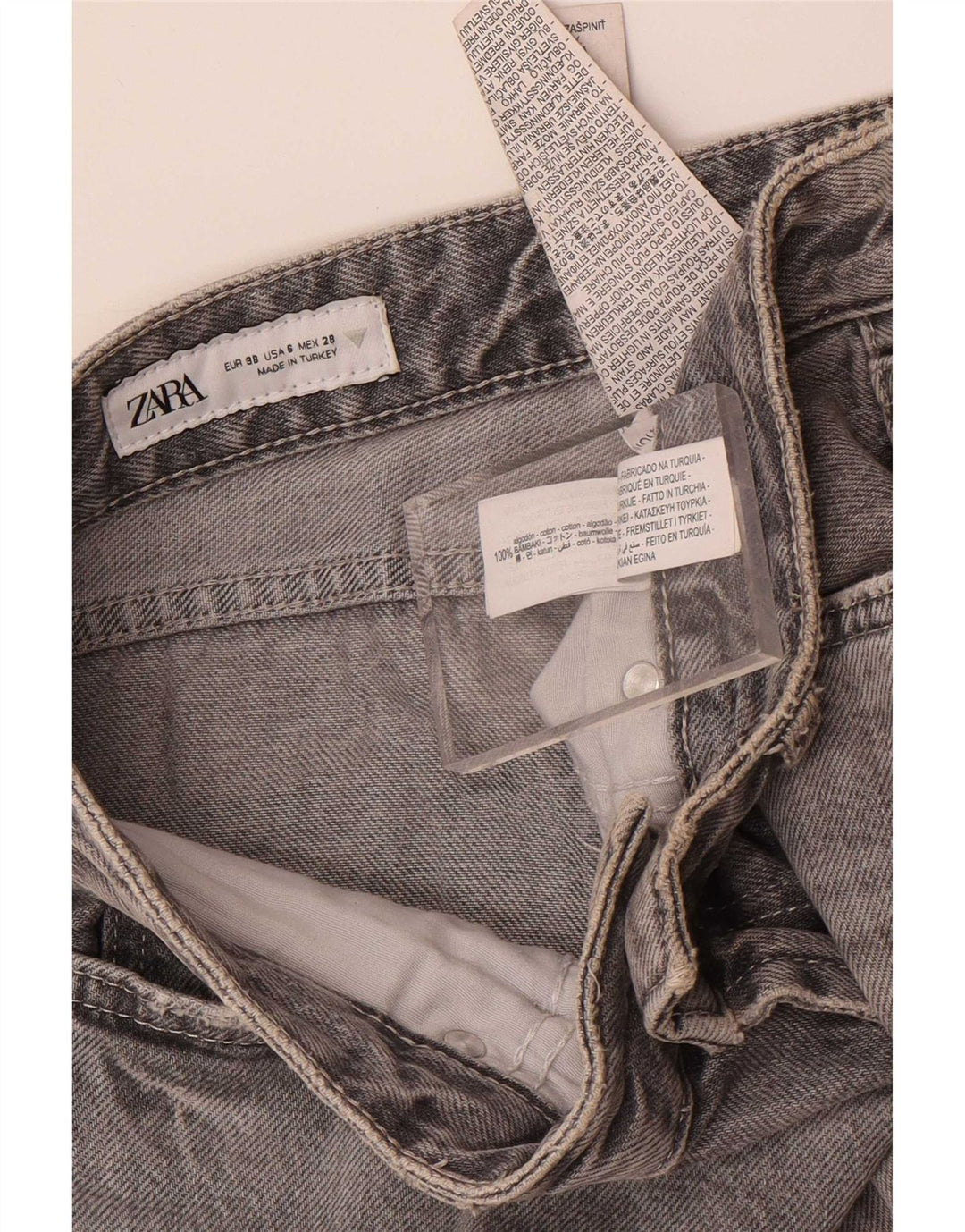 Jeans dritti da donna Zara EU 38 Small W28 L34 Cotone grigio